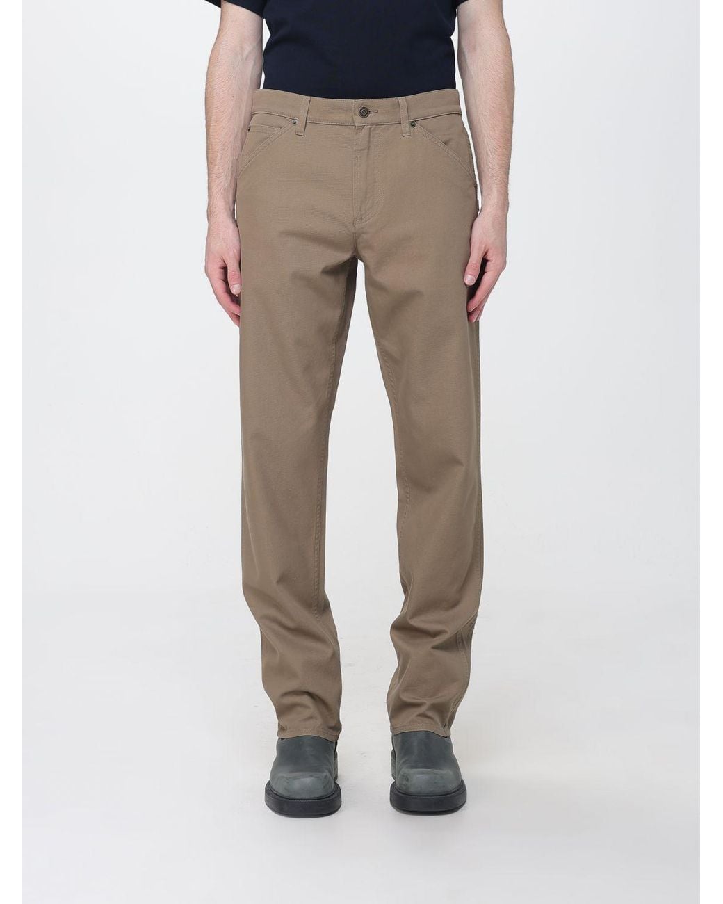 Burberry Gray Straight-Leg Cotton Trousers With Mid-Rise Waist And Belt Loops for men