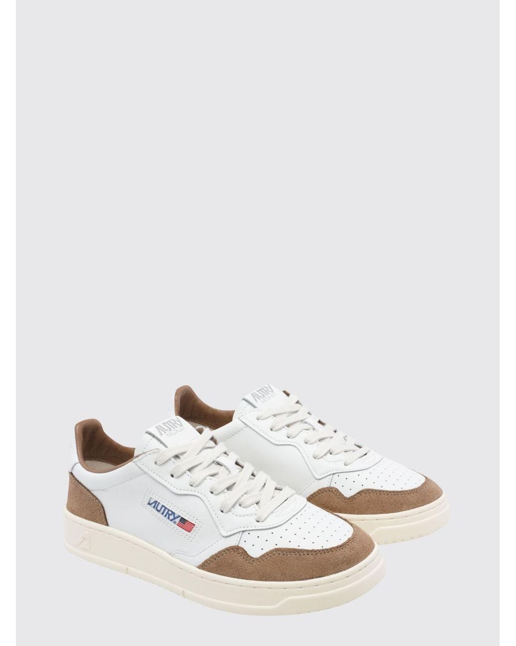 Autry White Goatskin Sneaker With Contrast Multi-Layer Inserts & Perforated Toe for men