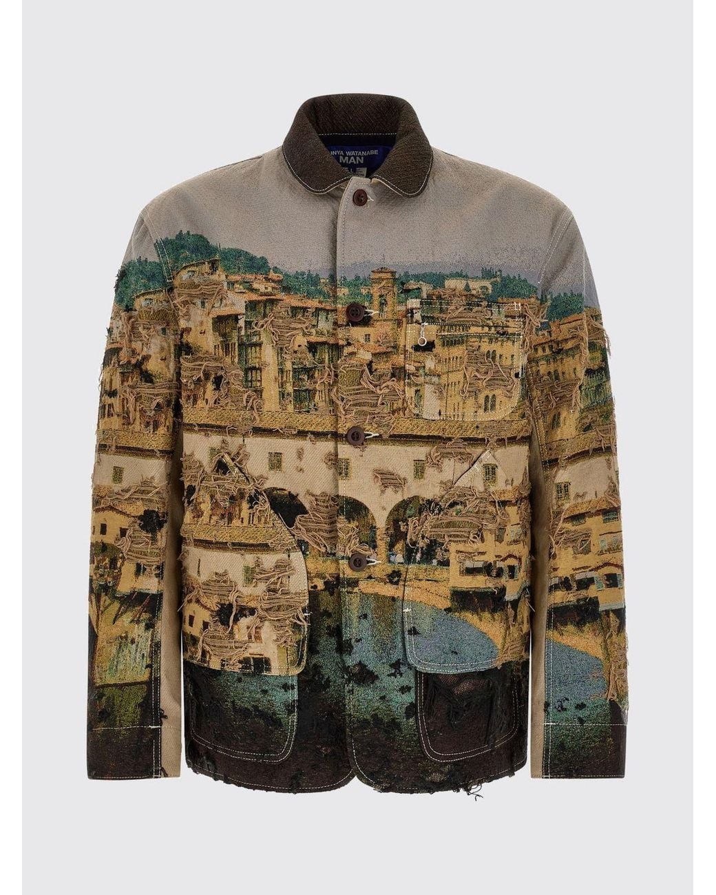 Junya Watanabe Gray Graphic Print Jacquard Light Jacket With Patch Pockets for men