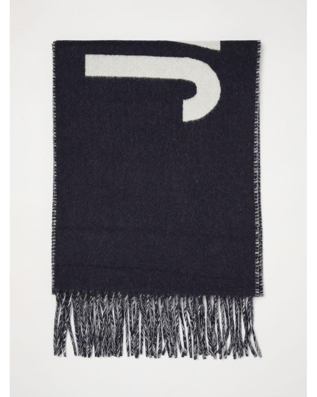 Jacquemus Blue Virgin Wool Scarf With Lettering Logo And Fringed Edges for men
