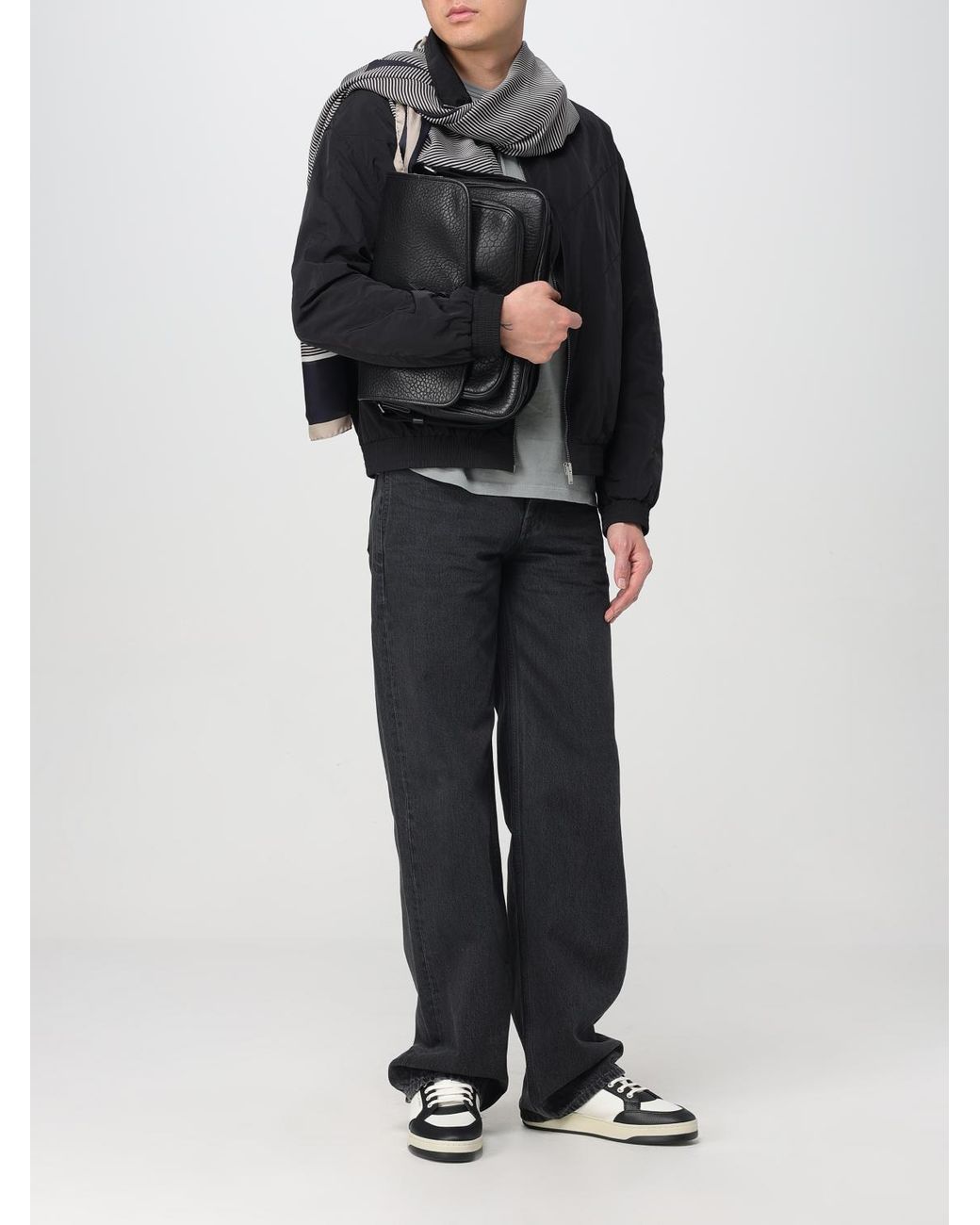 Saint Laurent Black Cassandre Printed Silk Scarf for men