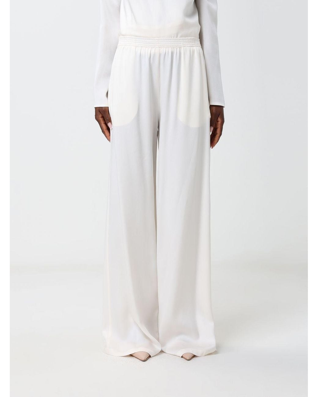 Fabiana Filippi White High-Waisted Wide-Leg Palazzo Trousers With Elastic Waistband