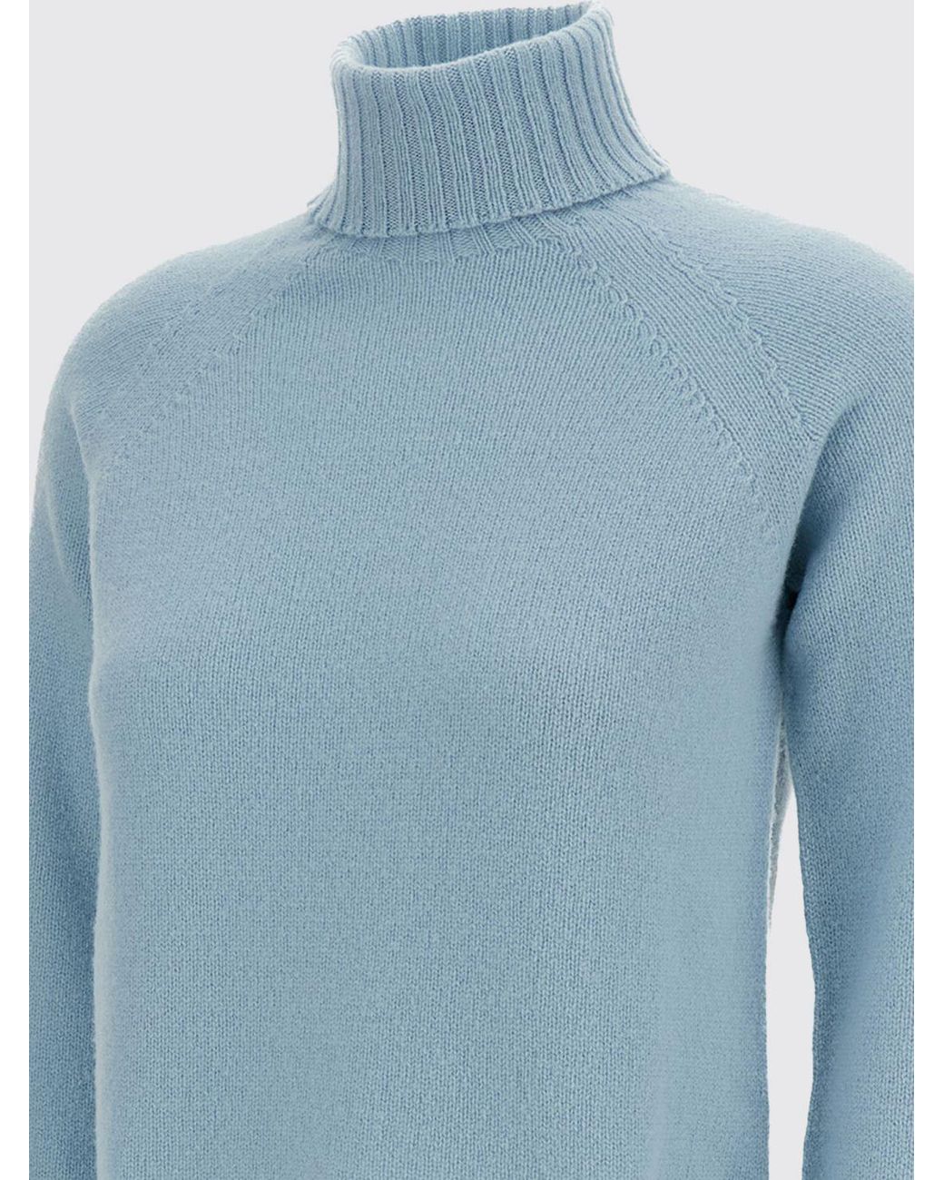 Drumohr Blue Lambswool Turtleneck Jumper With Dropped Shoulders