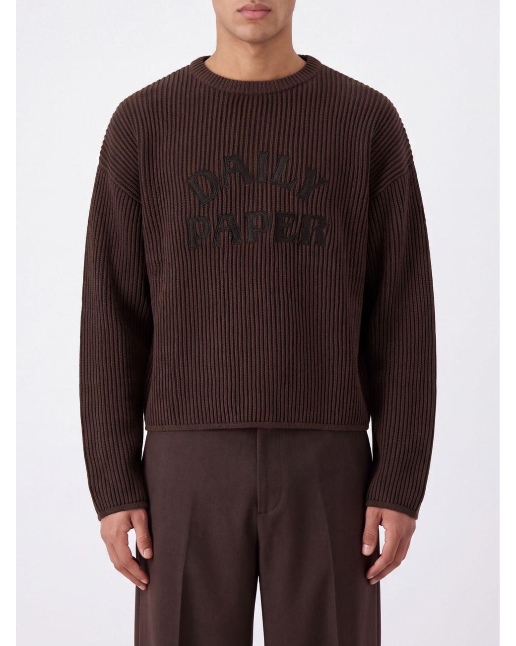 Daily Paper Brown Crew-Neck Cotton Jumper With Contrasting Logo for men