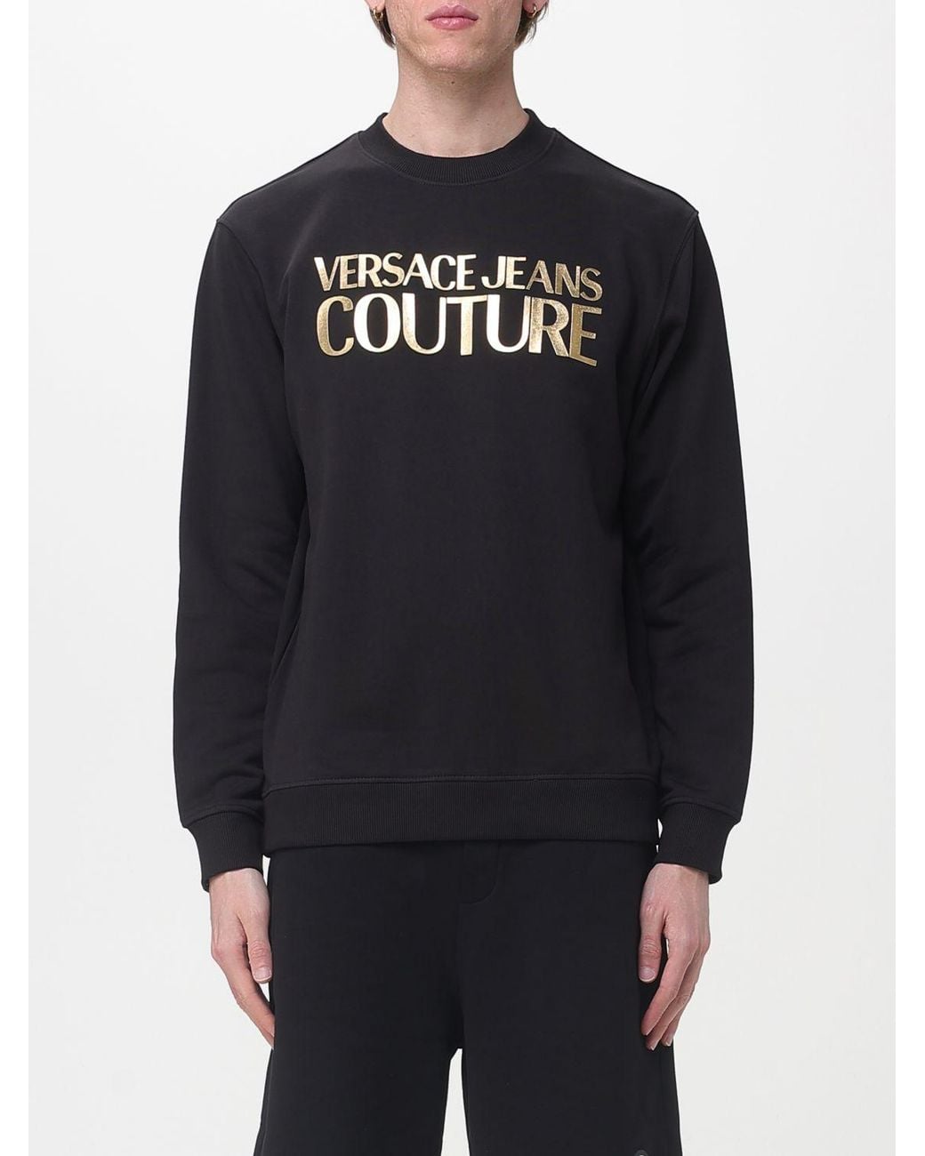 Versace Jeans Couture Blue Cotton Crewneck Sweatshirt With Logo for men