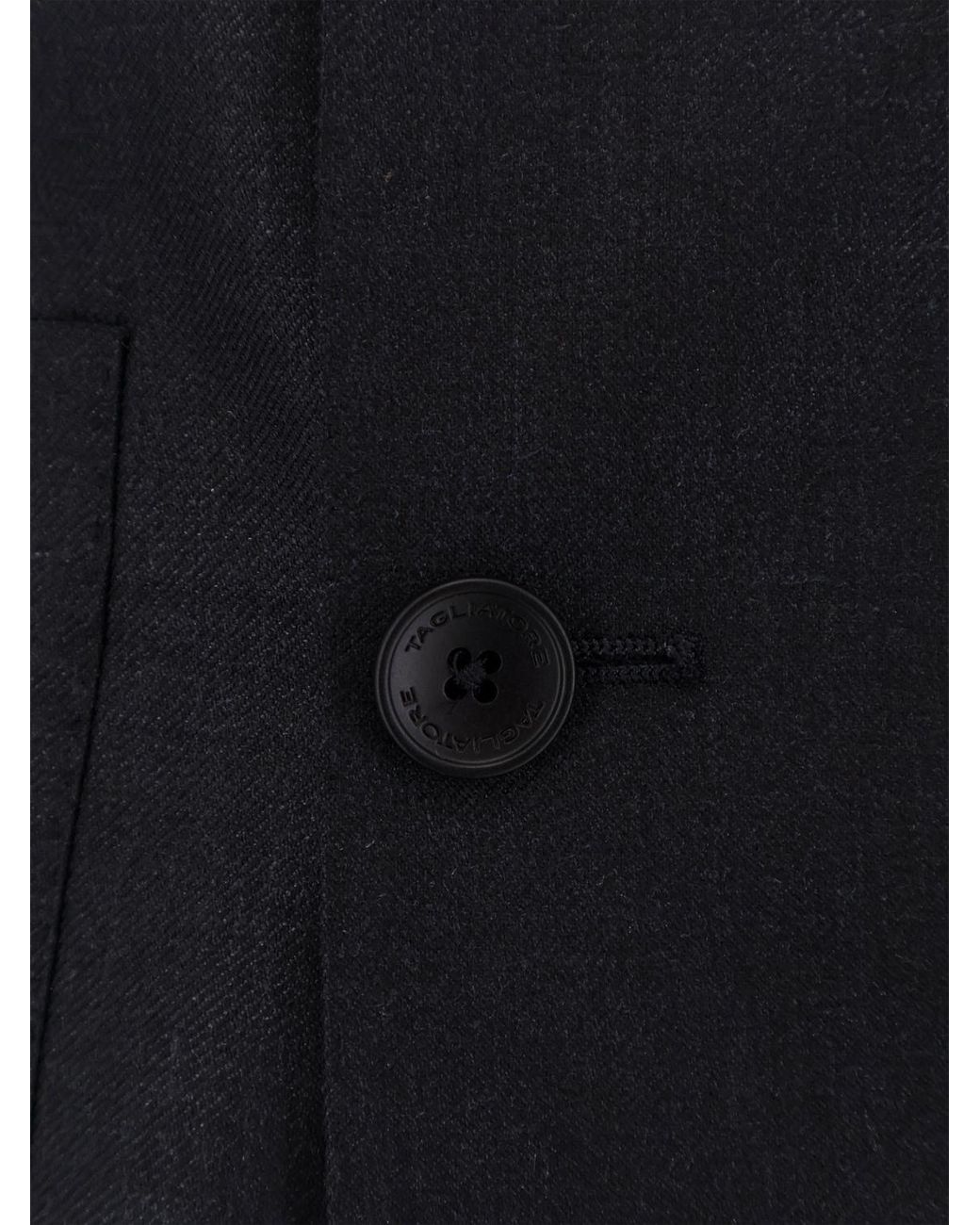 Tagliatore Black Double-Breasted Virgin Wool Blend Blazer for men