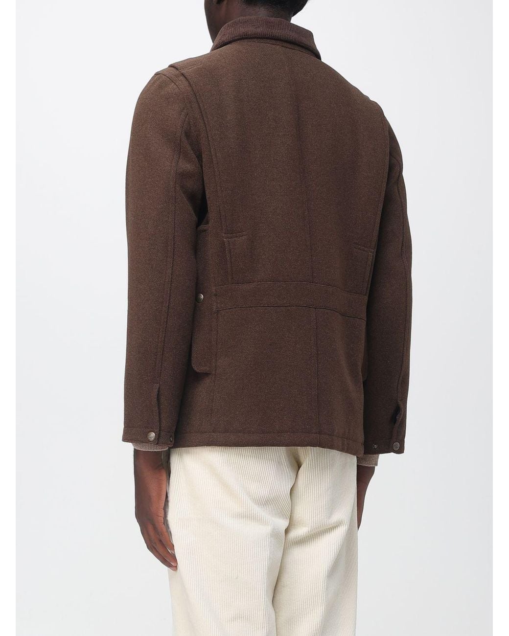 Sebago Brown Short Shirt-Style Polyester Coat With Velvet Collar for men