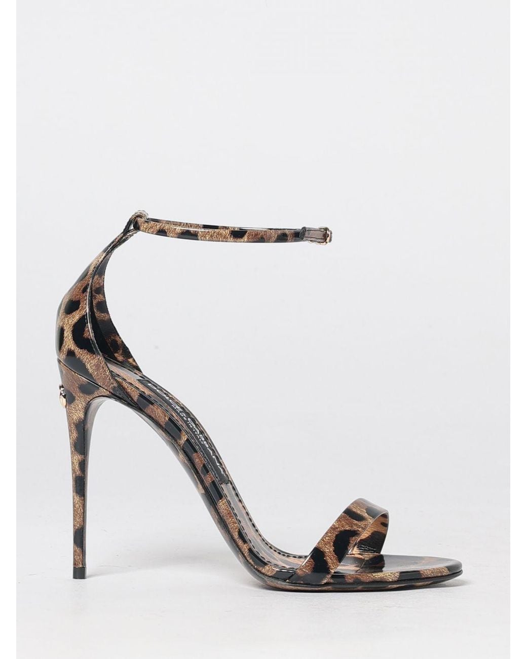 Dolce & Gabbana White Dolce &Amp Gabbana Keira Animalier-Print Patent Leather High-Heeled Sandals