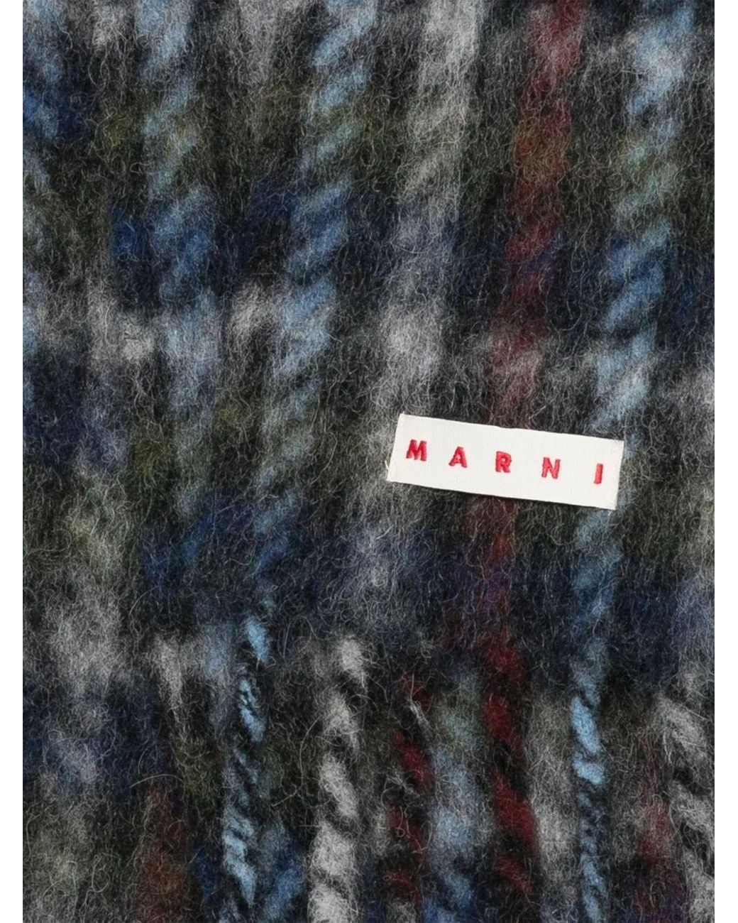 Marni White Double Check Scarf for men