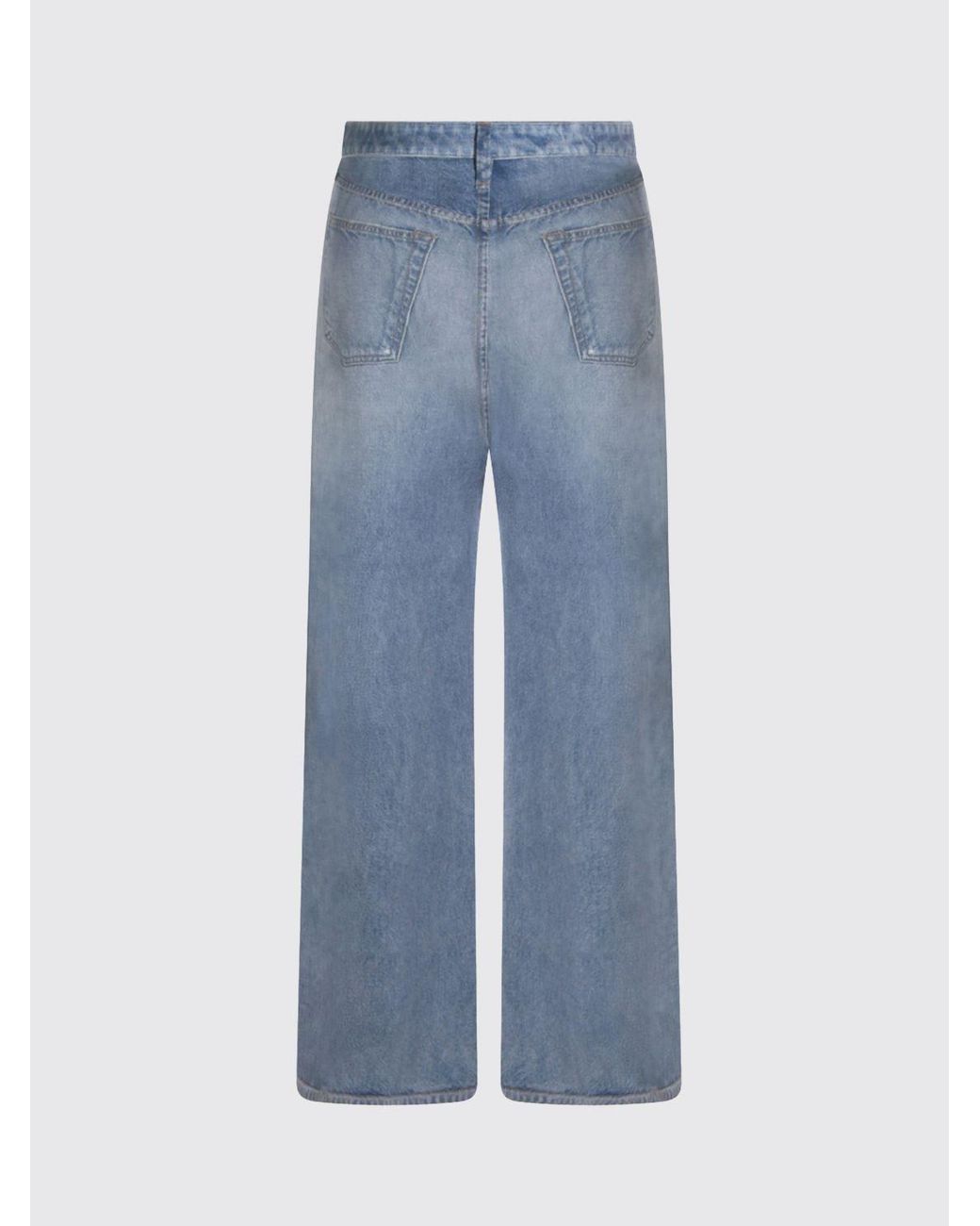 Rag & Bone Blue High-Waisted Wide-Leg Cotton Denim Trousers With Five Pockets