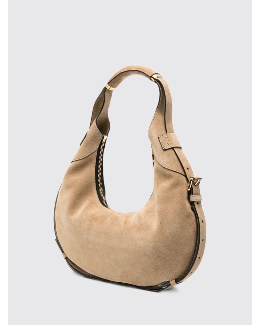 Moschino Couture Natural Suede Calfskin Shoulder Bag With Logo