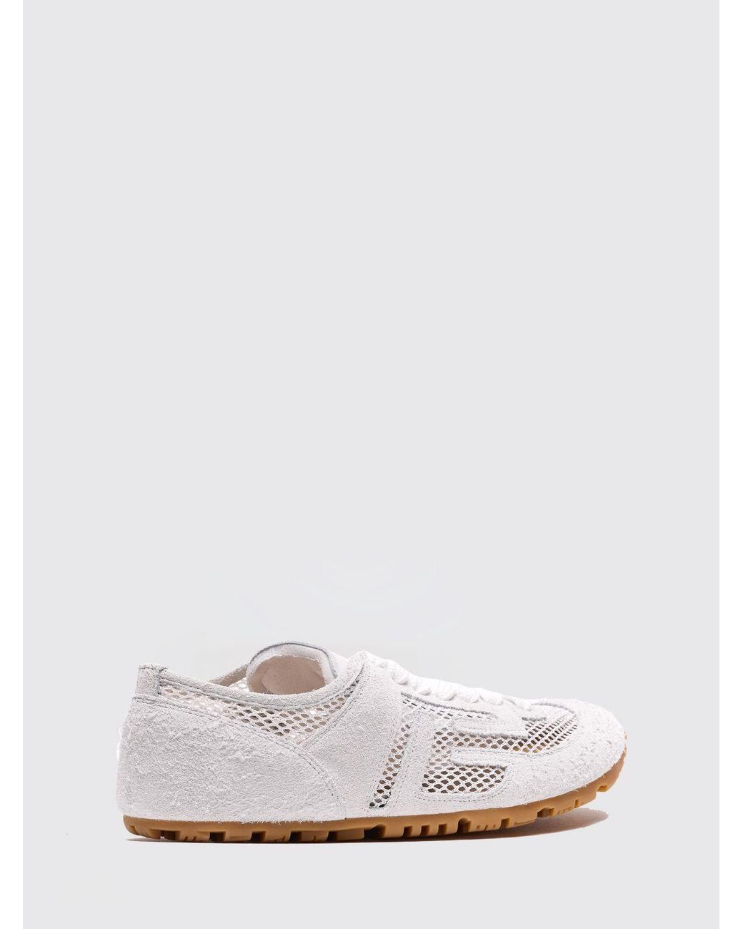 Balmain White Racer 45 Suede And Mesh Nylon Sneakers