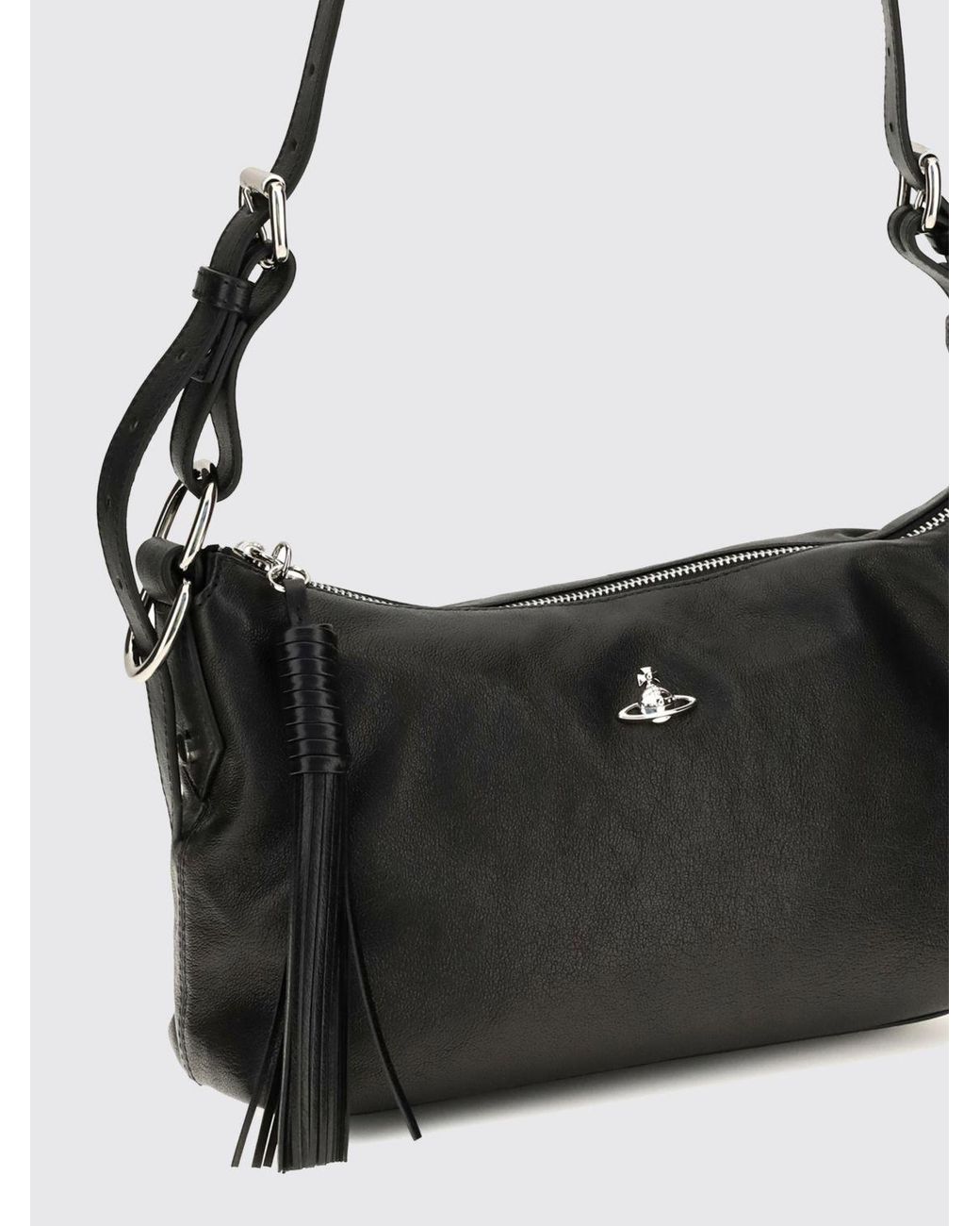 Vivienne Westwood Black Emma Ovine Leather Shoulder Bag With Orb Logo
