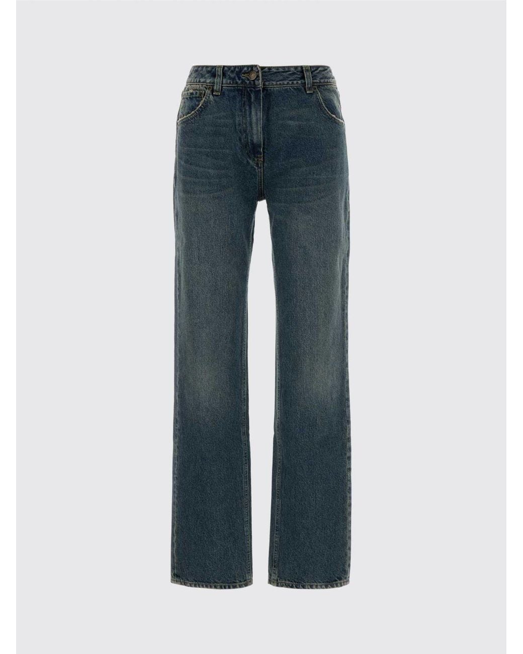 Magda Butrym Blue Mid-Rise Straight-Leg Cotton Denim Jeans