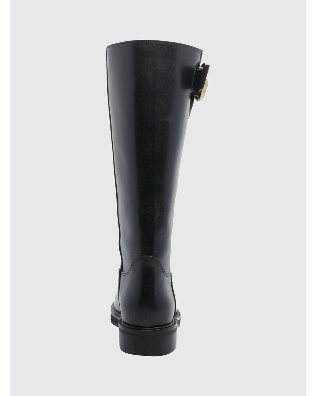 Etro Black Calfskin Leather Knee-High Boots With Buckle Detail