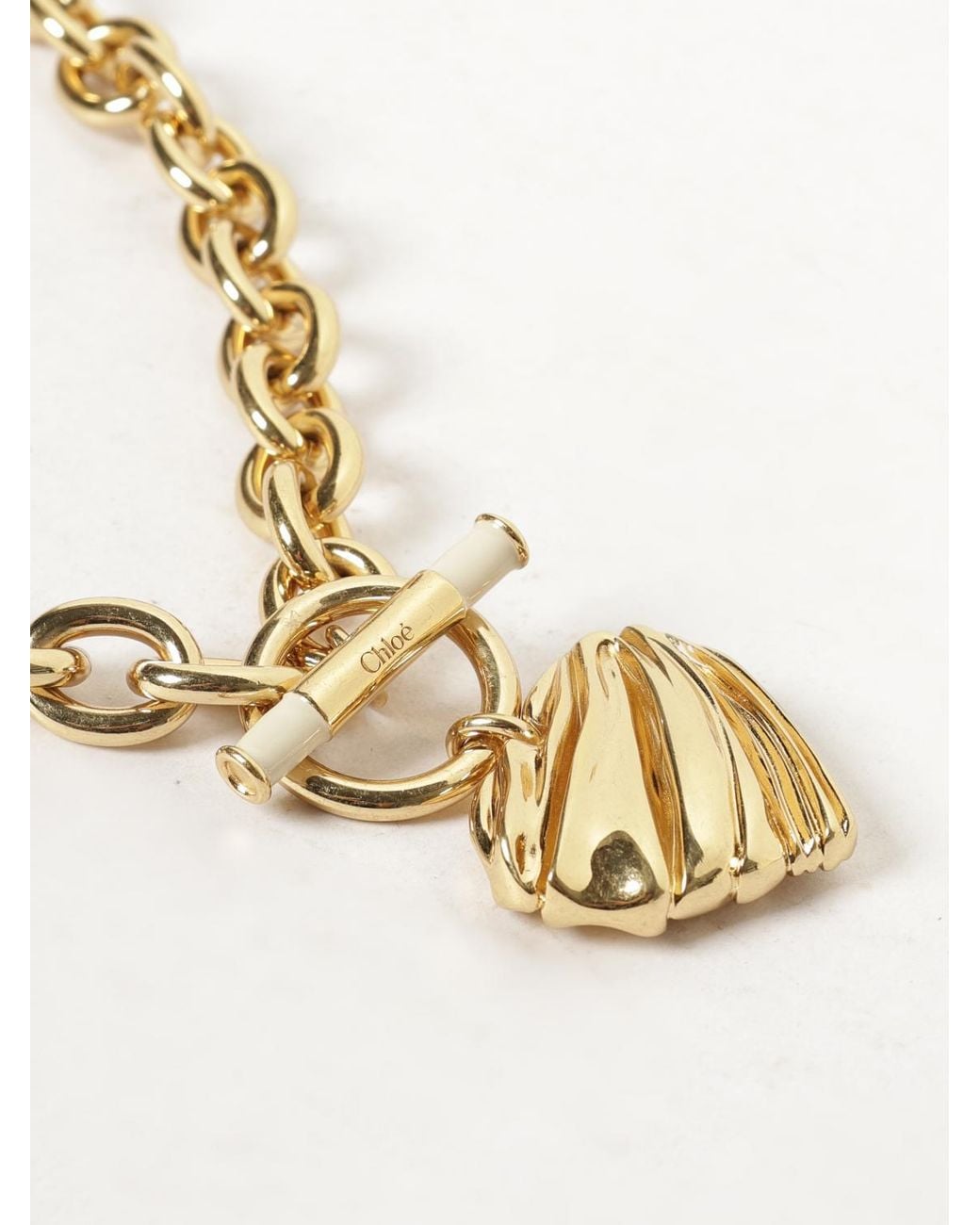 Chloé Natural ChloÉ -Tone Brass Necklace With Heart-Shaped Pendant