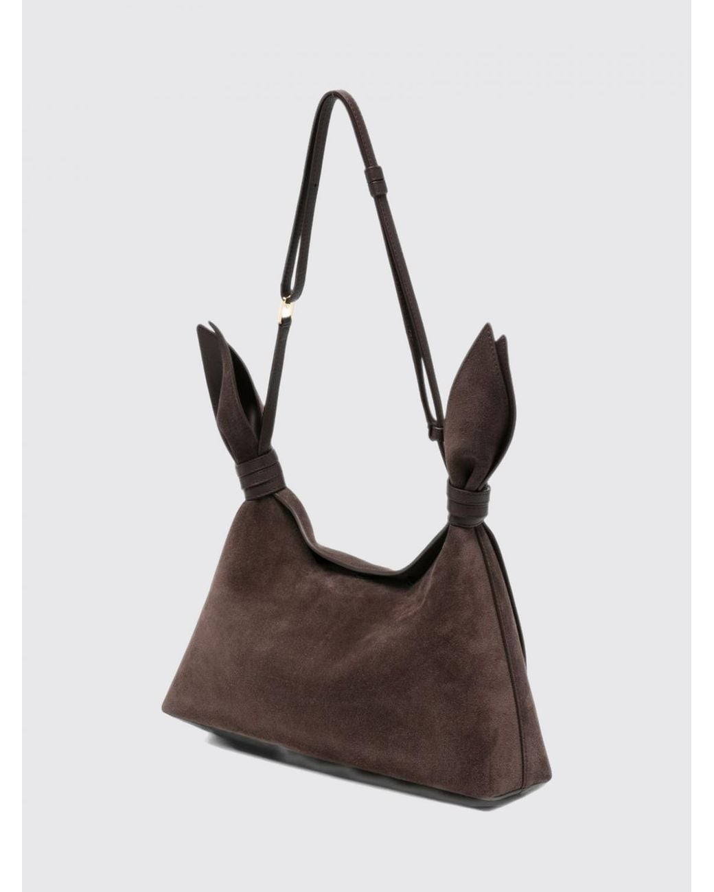 Loewe Brown Scarf Suede Calfskin Shoulder Bag With Decorative Knot