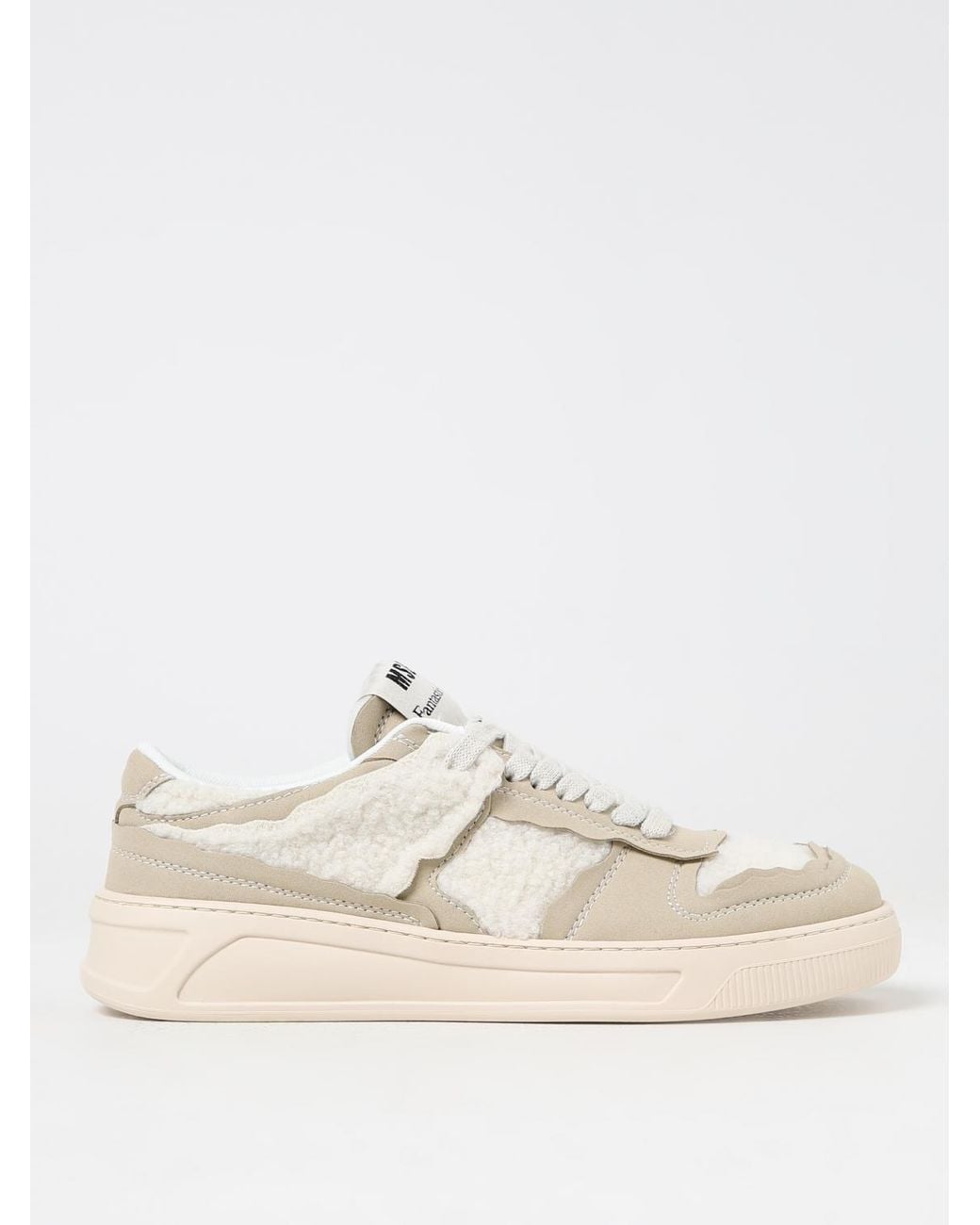 MSGM Natural Acbc X Sneakers In Leather And Repet