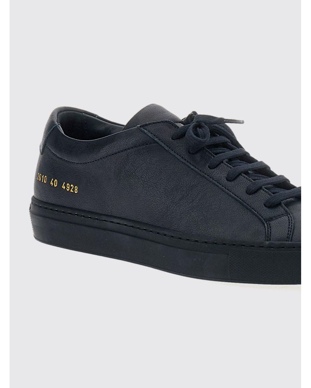 Common Projects Blue Achilles Low Smooth Calfskin Sneakers With Laminated Logo for men