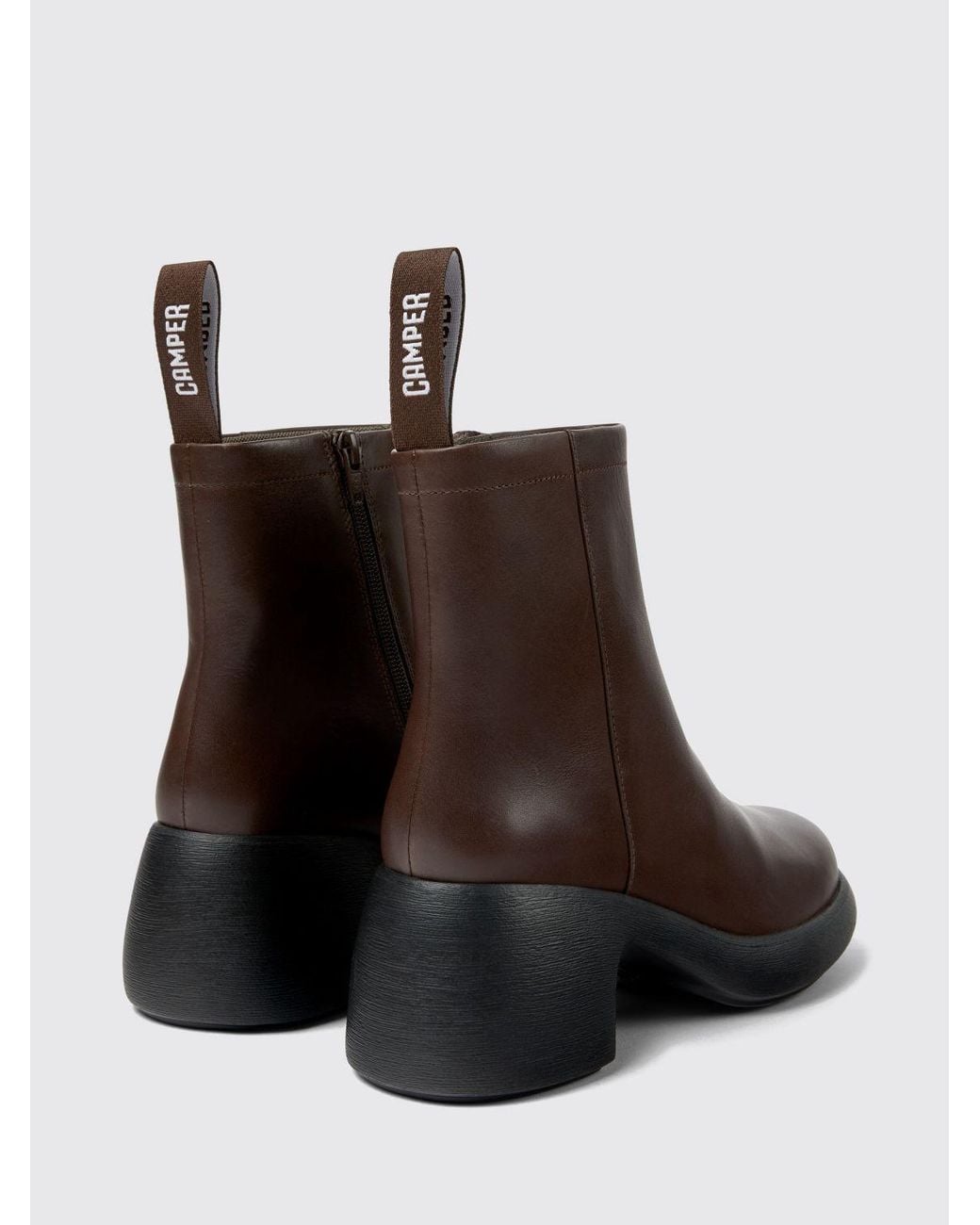 Camper Brown Thelma Ii Smooth Leather Ankle Boots With Medium Heel And Eva Sole