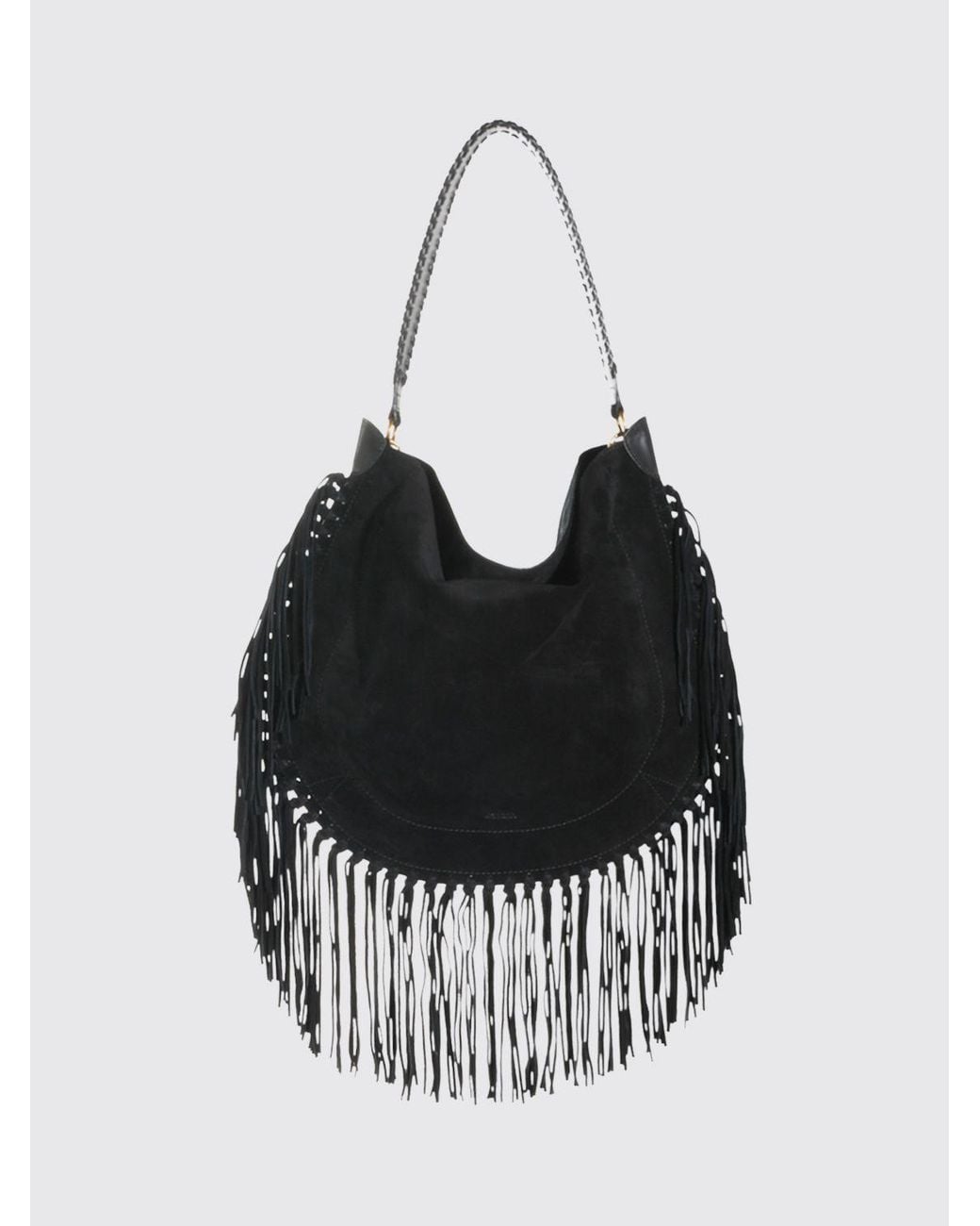 Isabel Marant Black Suede Shoulder Bag With Fringes