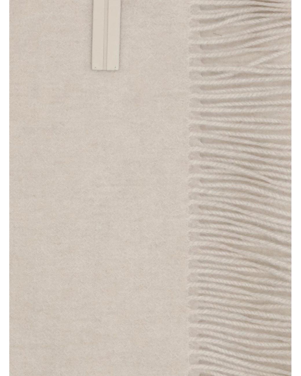 Zegna Natural Rectangular 100% Cashmere Scarf With Fringed Hem And Logo for men