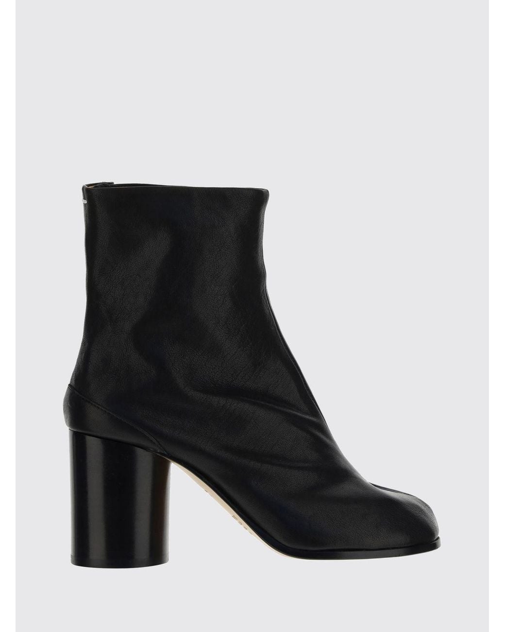 Maison Margiela Black Tabi Leather Ankle Boots With High Cylindrical Heel