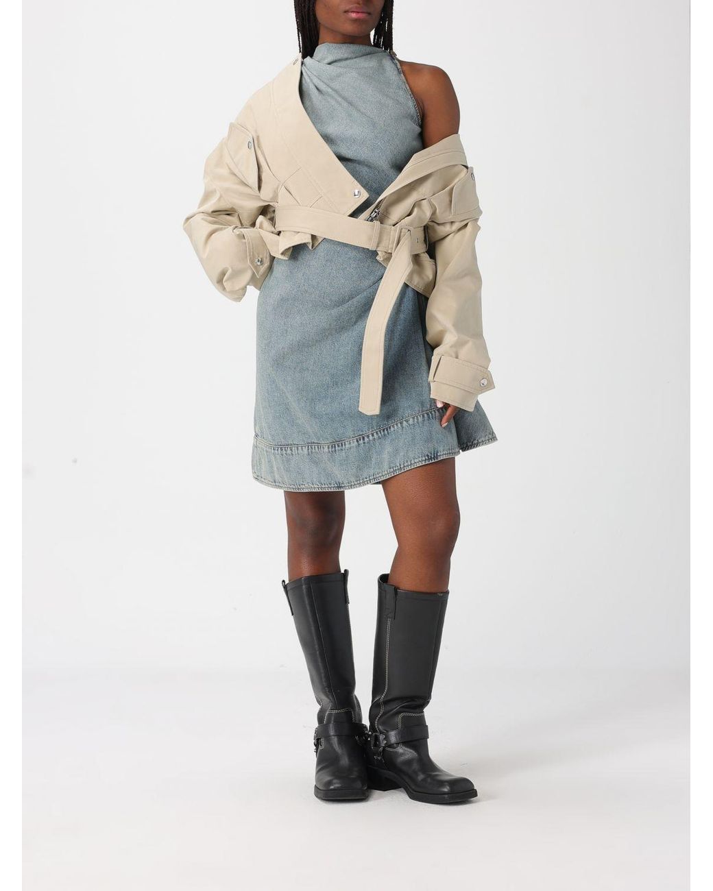 McQueen Blue Cropped Hooded Jacket