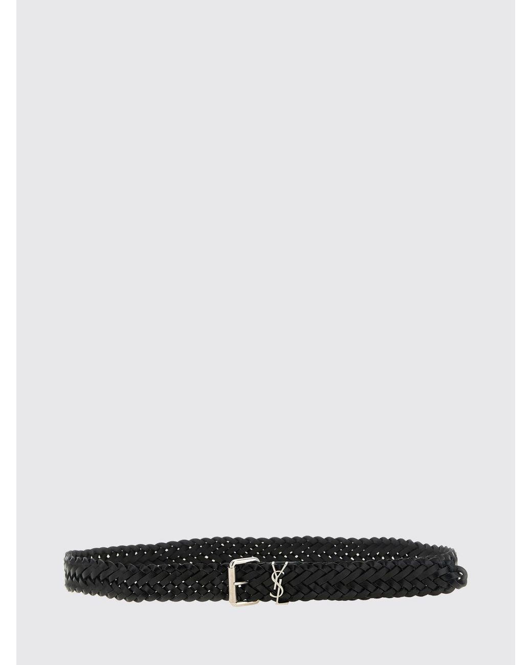 Saint Laurent White Calfskin Leather Belt With Ysl Monogram Buckle for men