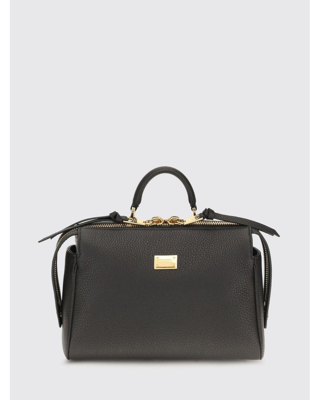 Dolce & Gabbana Black Dolce &Amp Gabbana Vittoria Grained Calfskin Leather Handbag With Shoulder Strap