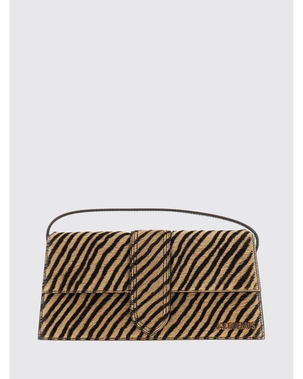 Jacquemus Gray Le Bambino Long Zebra-Print Pony-Effect Leather Shoulder Bag