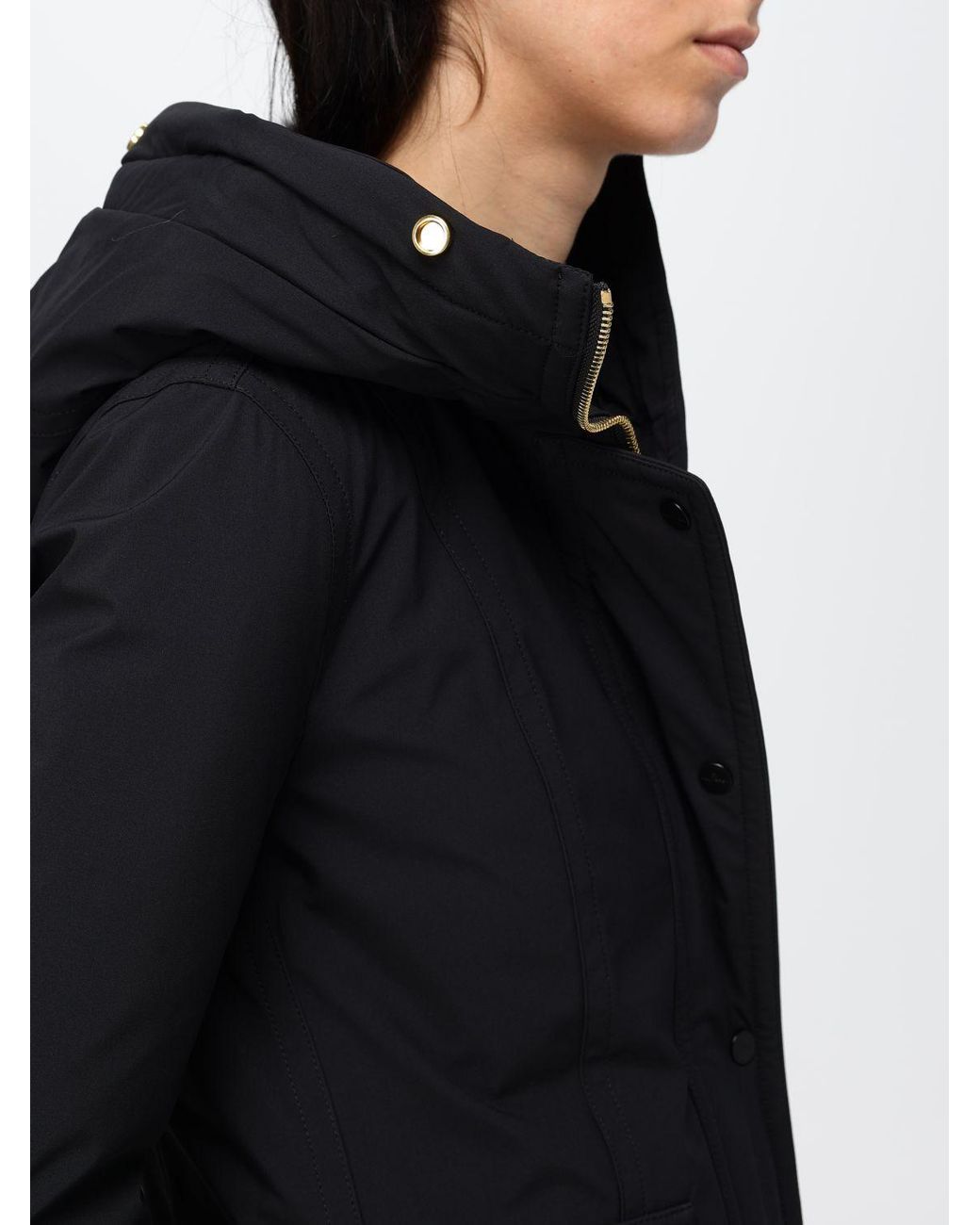 Peuterey Blue Knee-Length Polyester Parka With Shearling Hood And Applied Logo