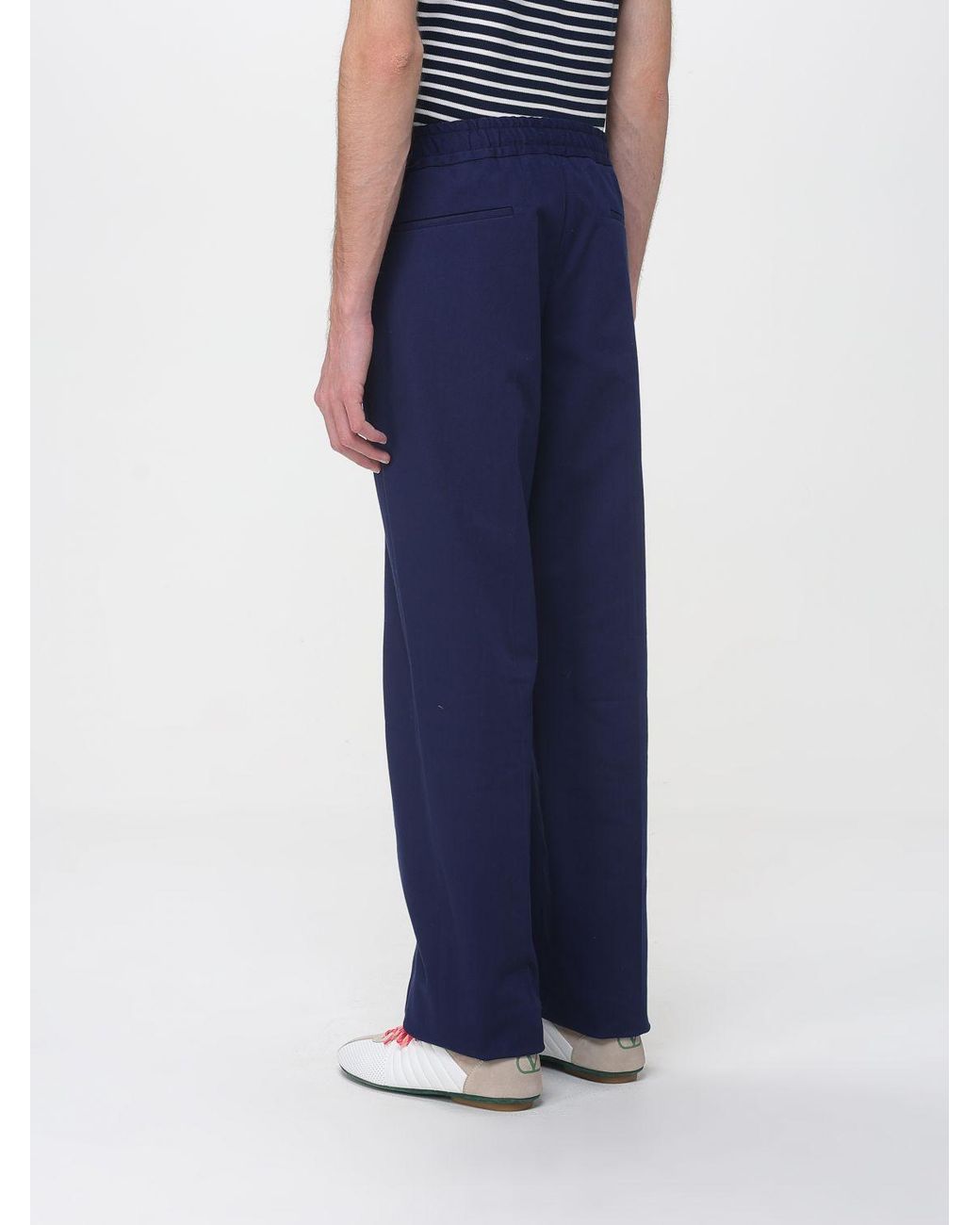 Valentino Blue Gabardine Drawstring Trousers for men