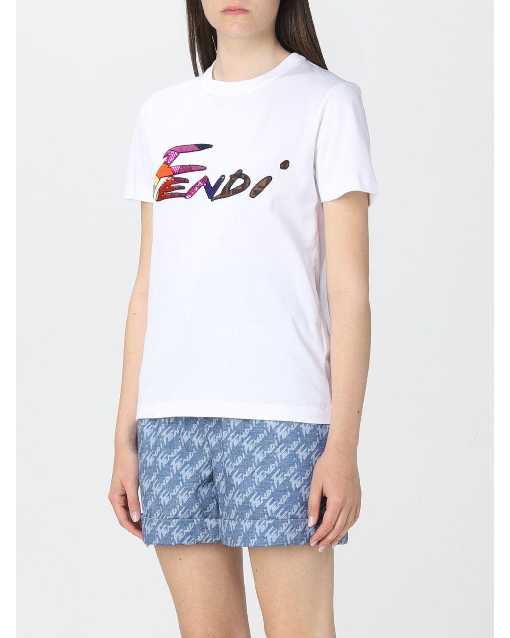 Tshirt con logo di Fendi in Bianco | Lyst