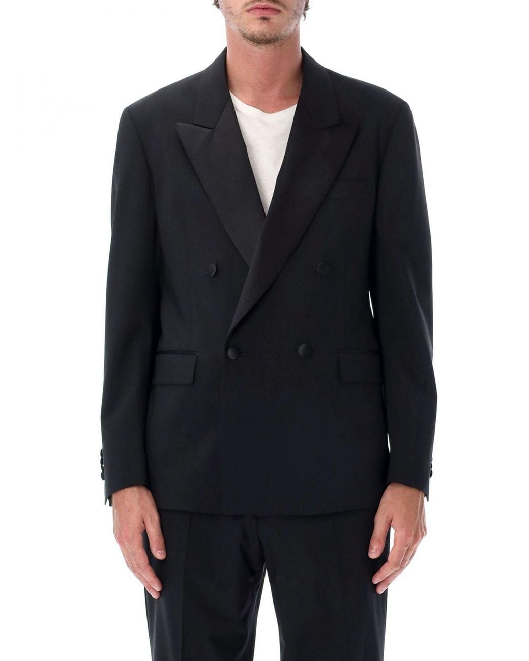 Lardini Blue Double-Breasted Virgin Wool Suit For Formal Occasions for men