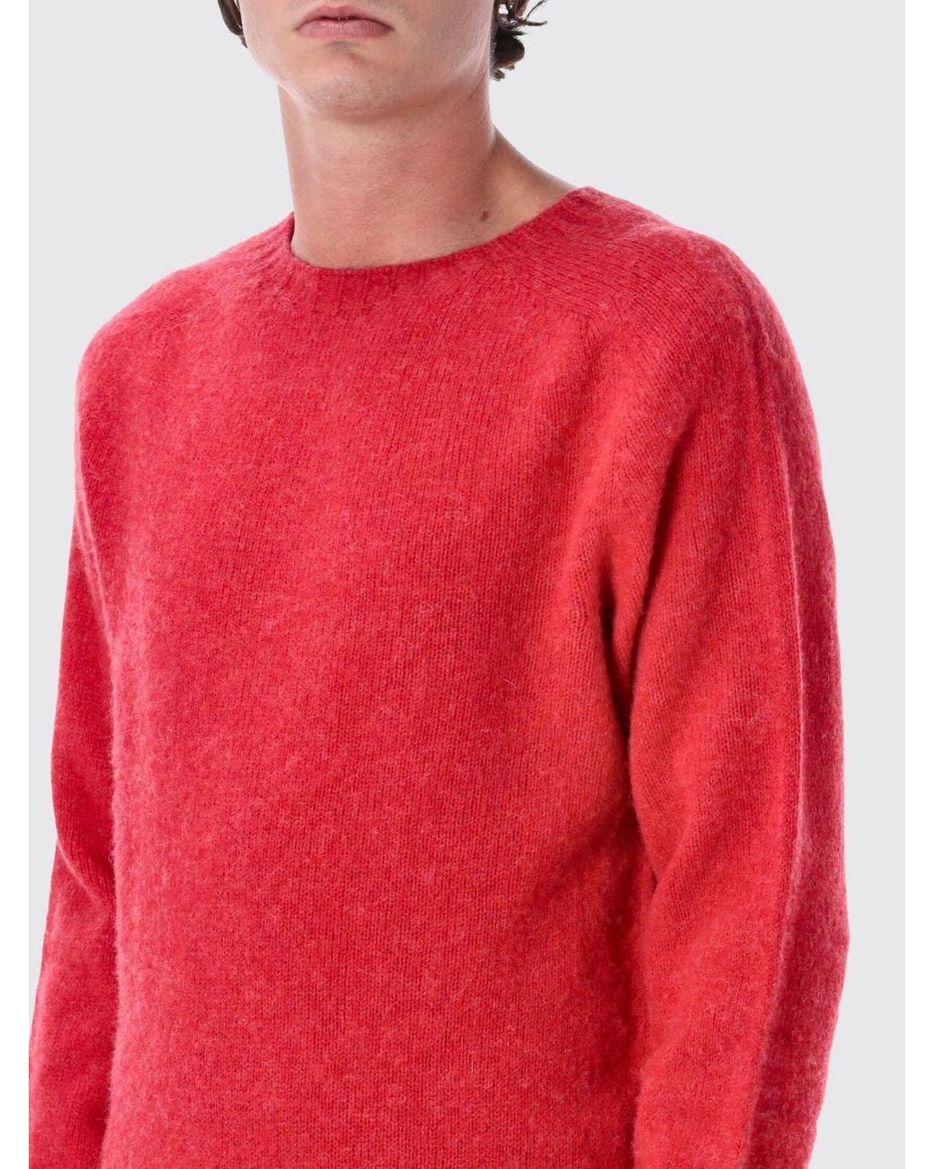 Howlin' By Morrison Red Crewneck Wool Blend Jumper With Ribbed Trims for men