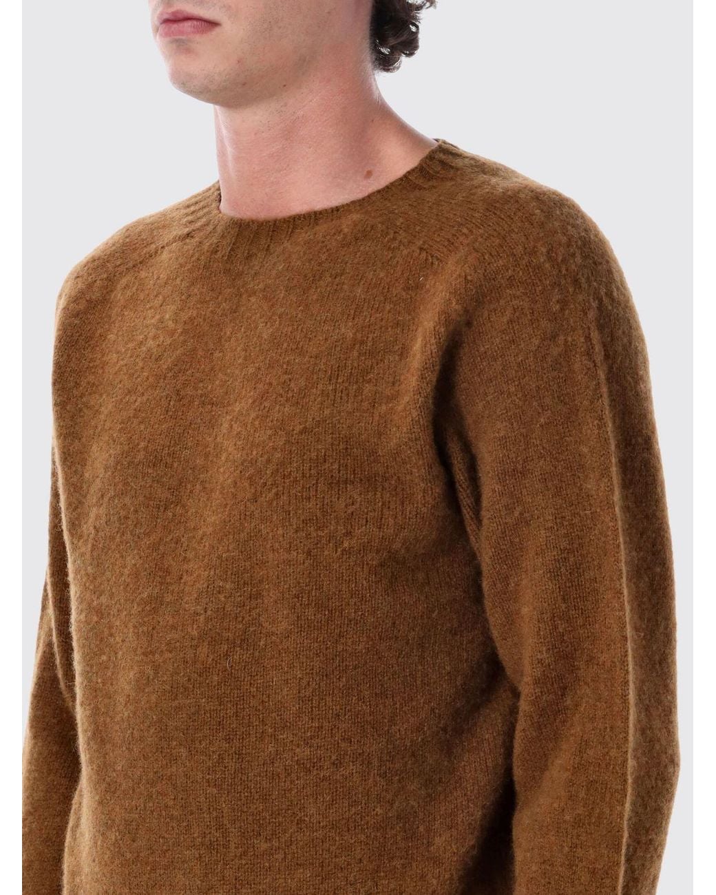 Howlin' By Morrison Brown Crewneck Wool Blend Jumper With Ribbed Trims for men