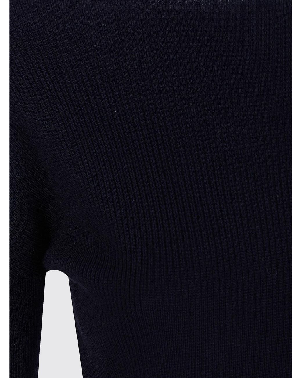 P.A.R.O.S.H. Blue P.A.R.O.S.H. Slim Fit Pure Wool Jumper With Straight Neckline And Dropped Shoulders