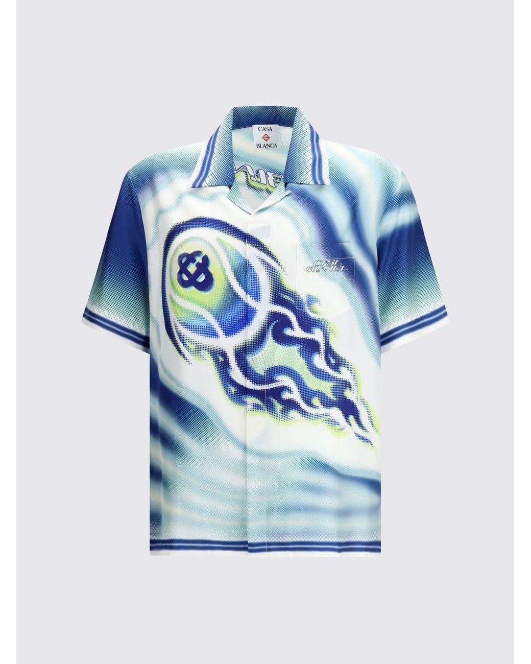 Casablanca Blue The Essential Experience Printed Silk Shirt for men