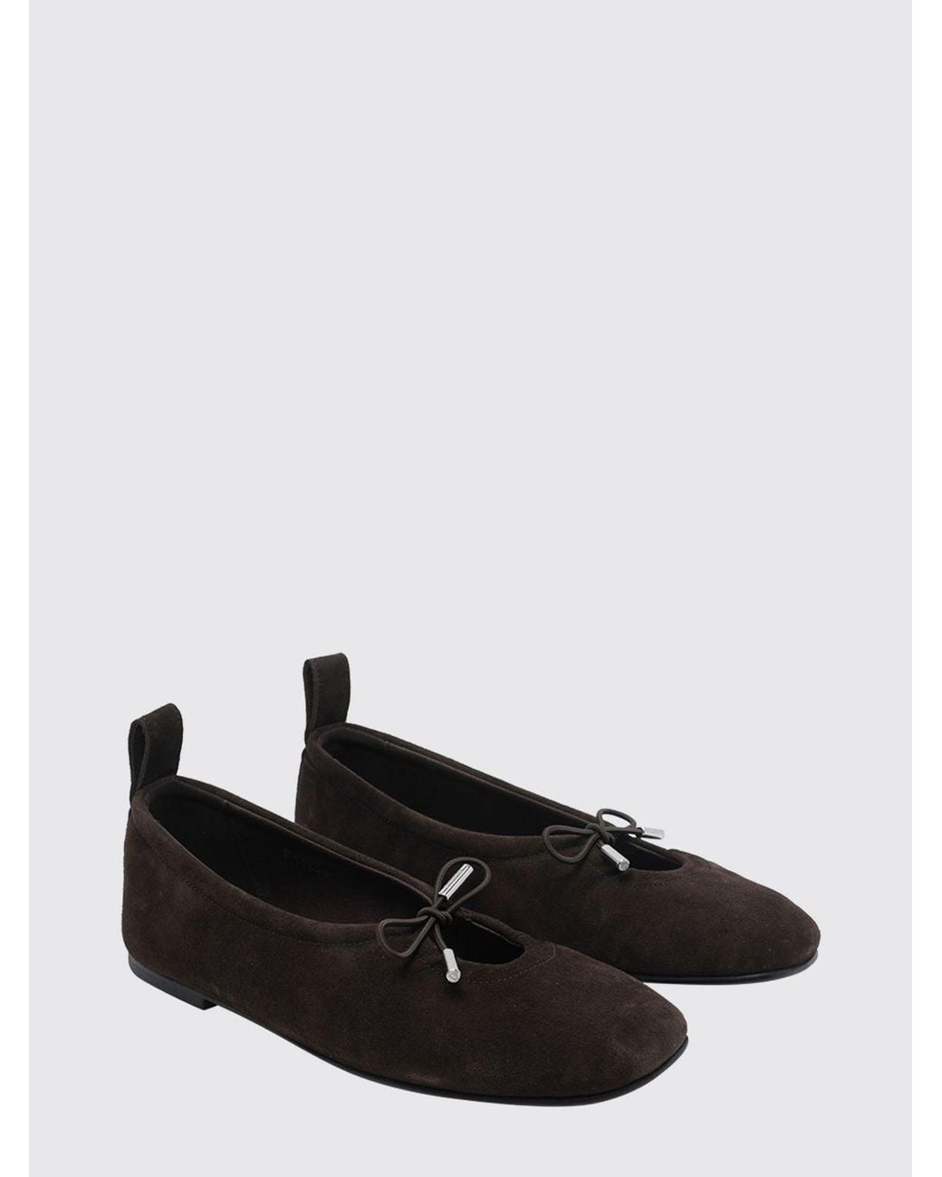 Alohas Black Rosalind Suede Ballet Flats With Bow And Round Toe