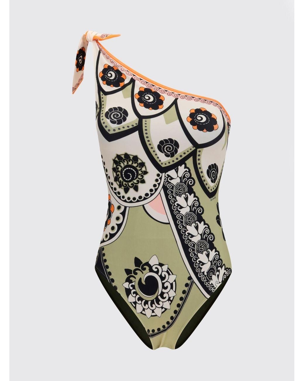 LaDoubleJ Green Asymmetrical One-Shoulder Liberty Floral Print Swimsuit