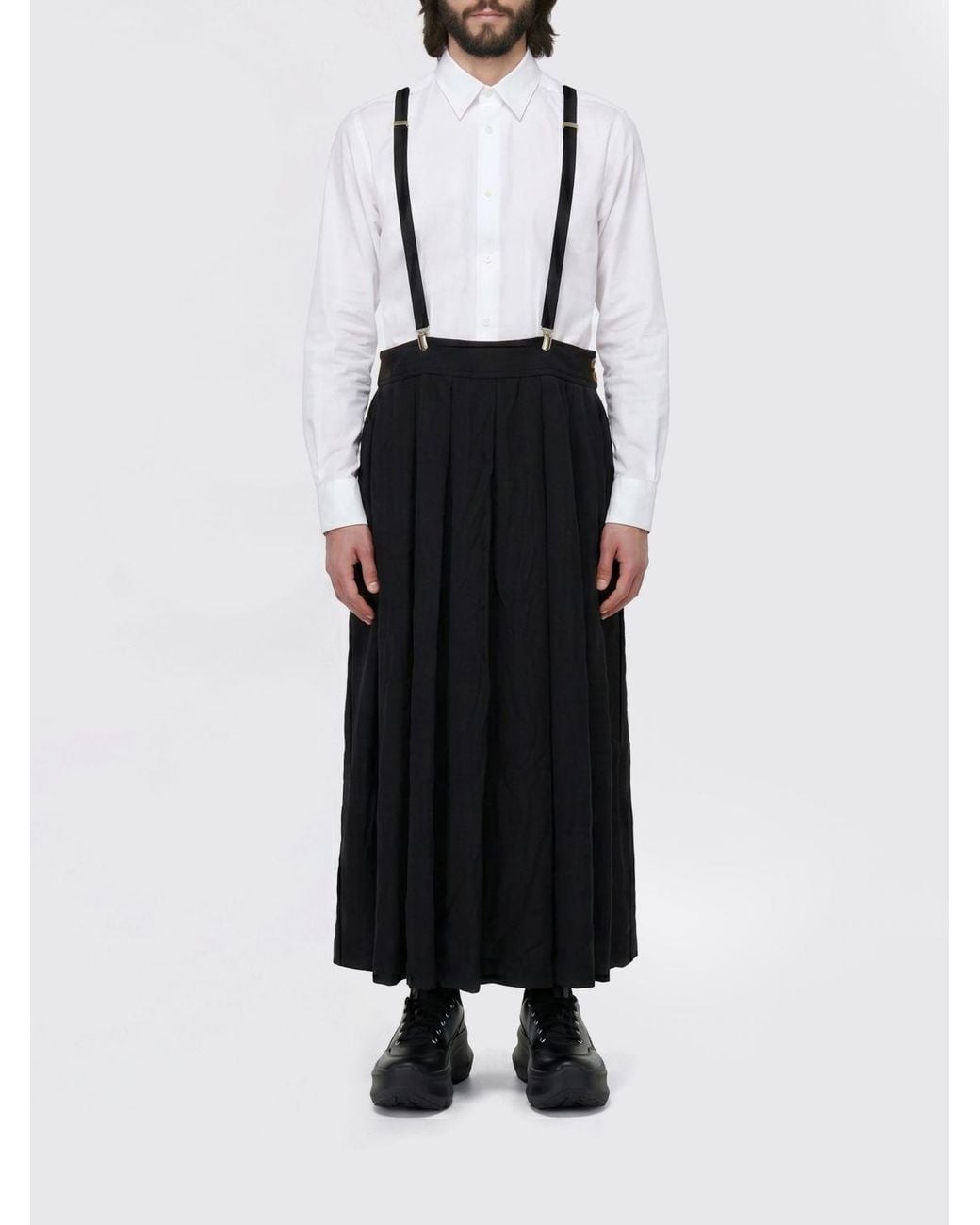 Comme des Garçons Black Comme Des GarÇ Ons Pleated Polyester Skirt With Suspenders