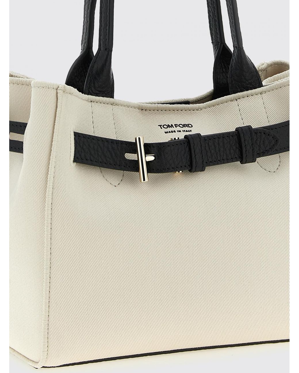 Tom Ford Natural Audrey Cotton Twill And Leather Bag