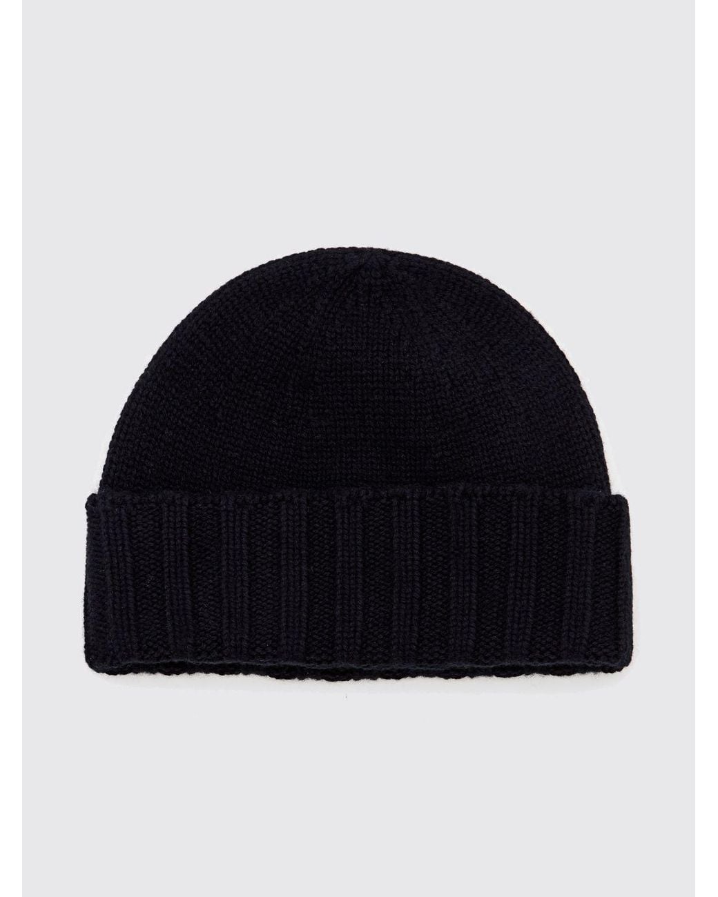 Gorro Beanie 100% Cachemir Con Vuelta De Diseño Esencial Drumohr de color Blue