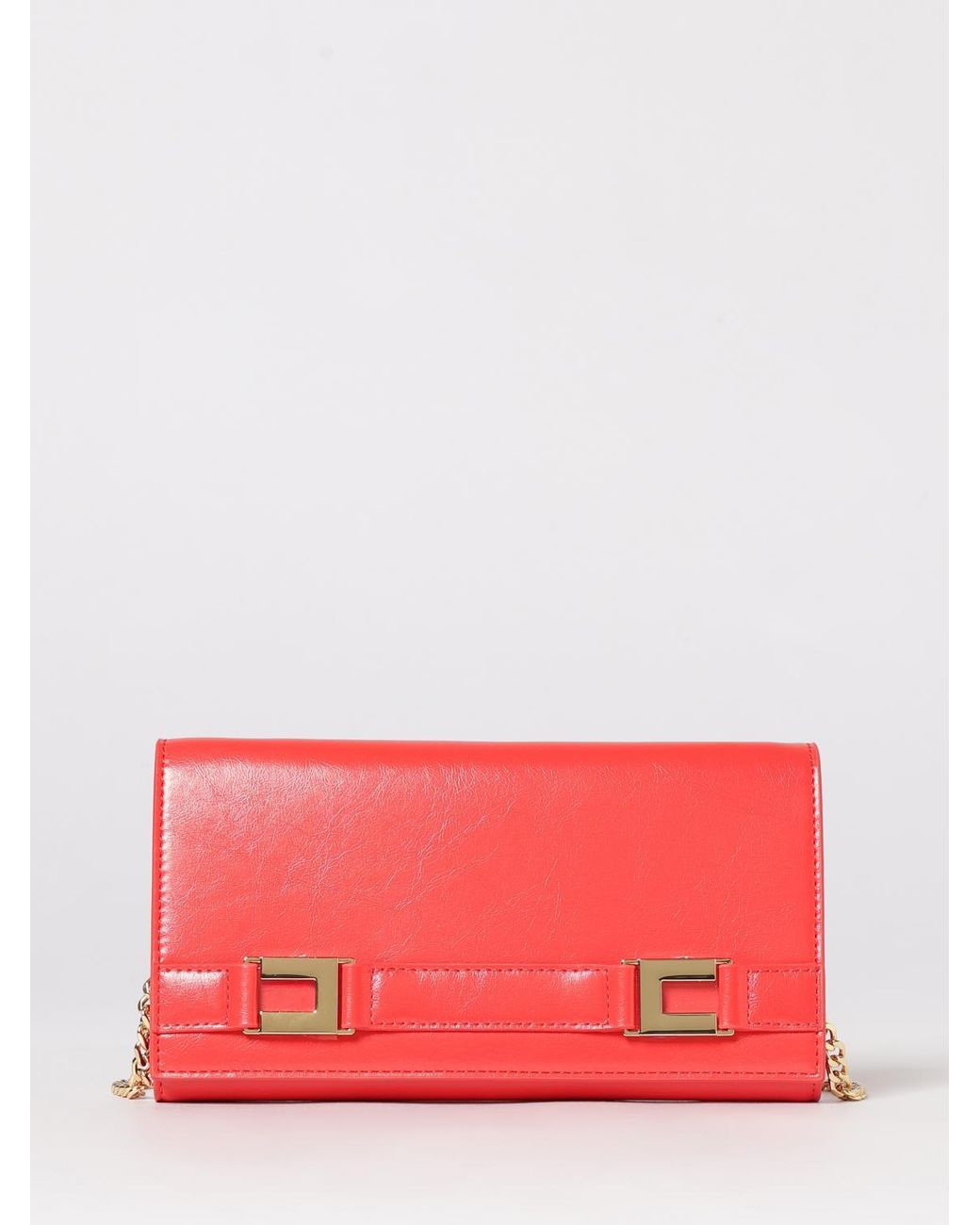 Elisabetta Franchi Red Faux Leather Wallet Bag