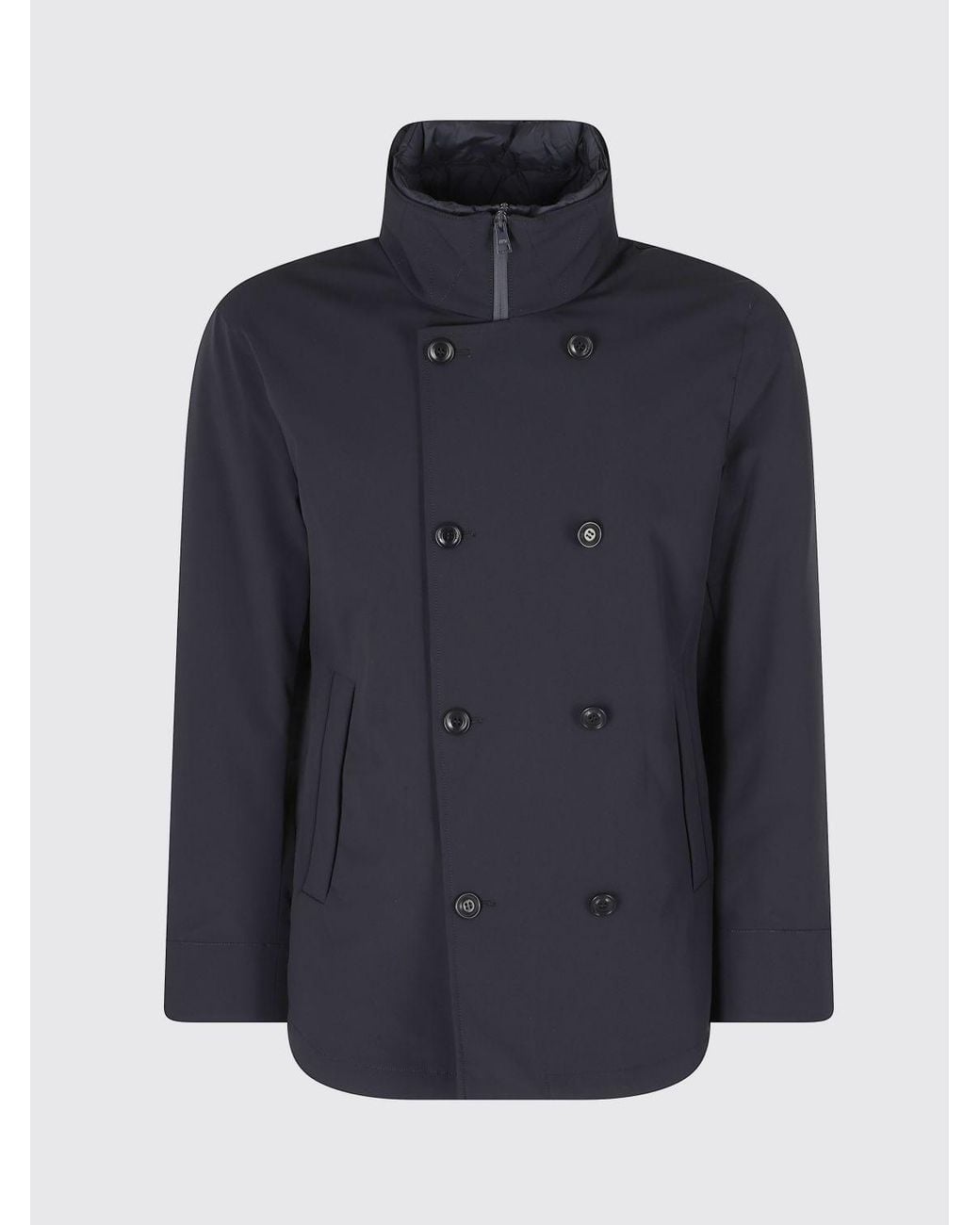 DUNO Blue Double-Breasted Short Parka for men