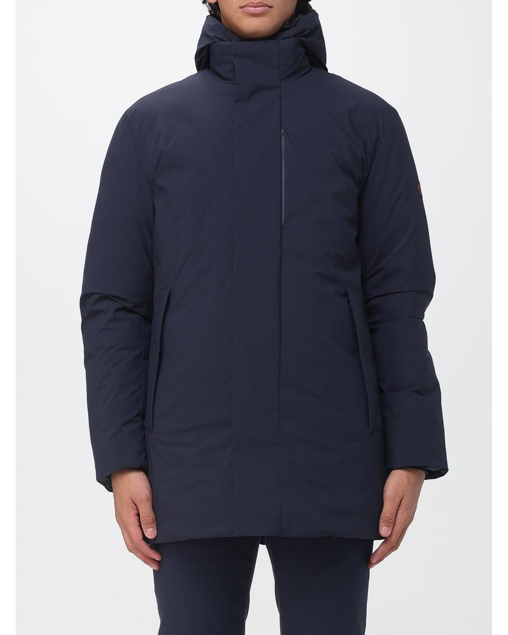 Save The Duck Blue Short Padded Waterproof Polyester Parka With Hood for men