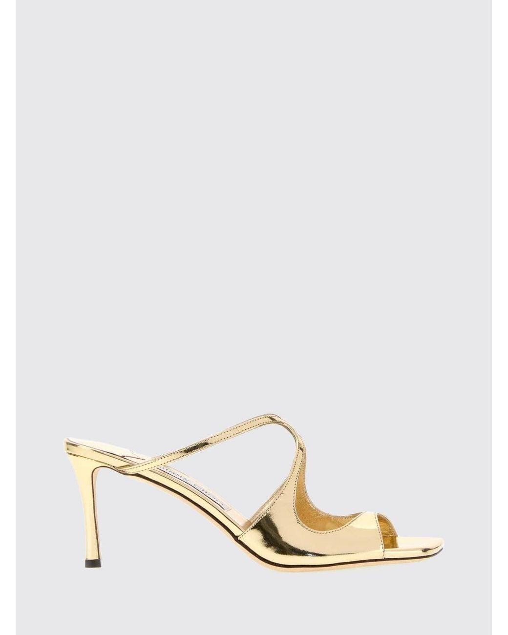 Jimmy Choo Natural Patent Leather Mules Sandals With Medium Heel
