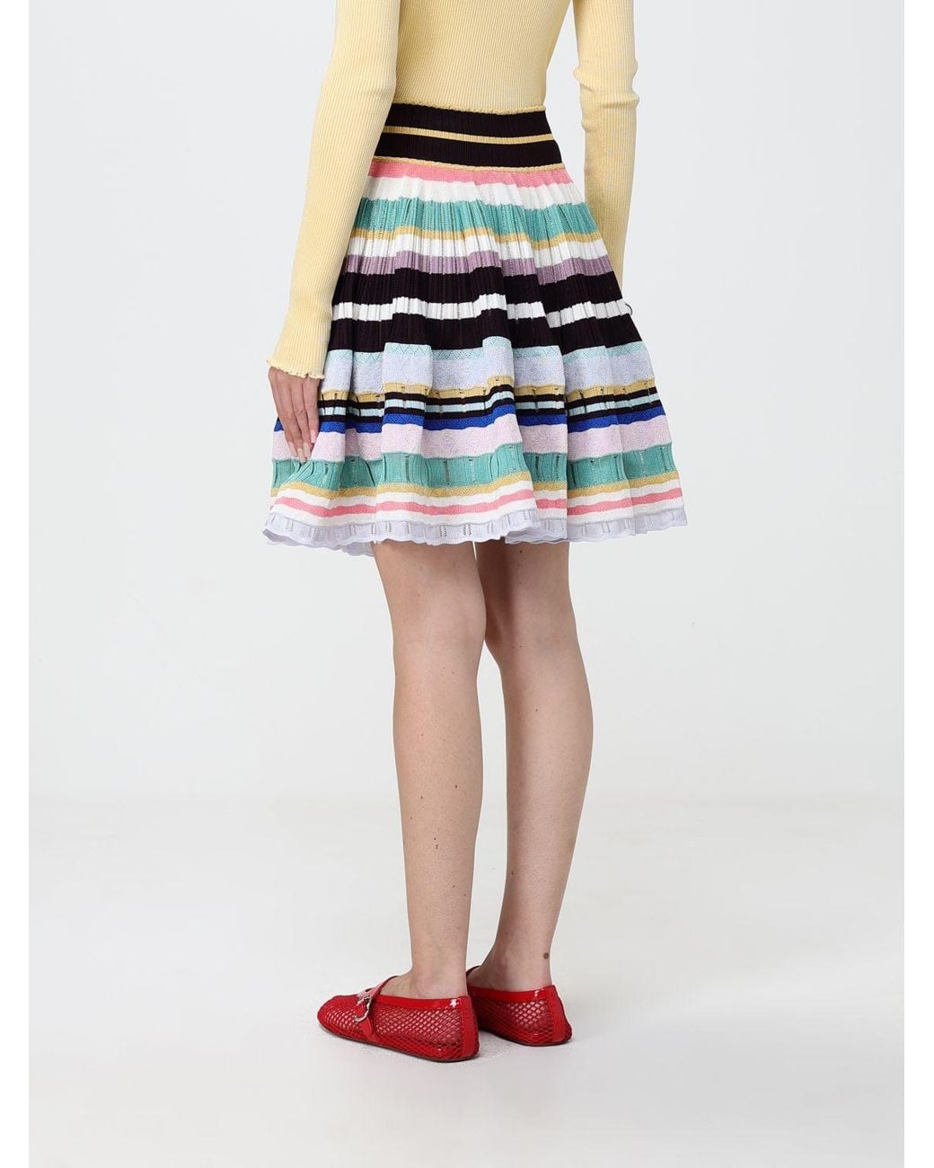 Alaïa Red A-Line Knit Mini Skirt
