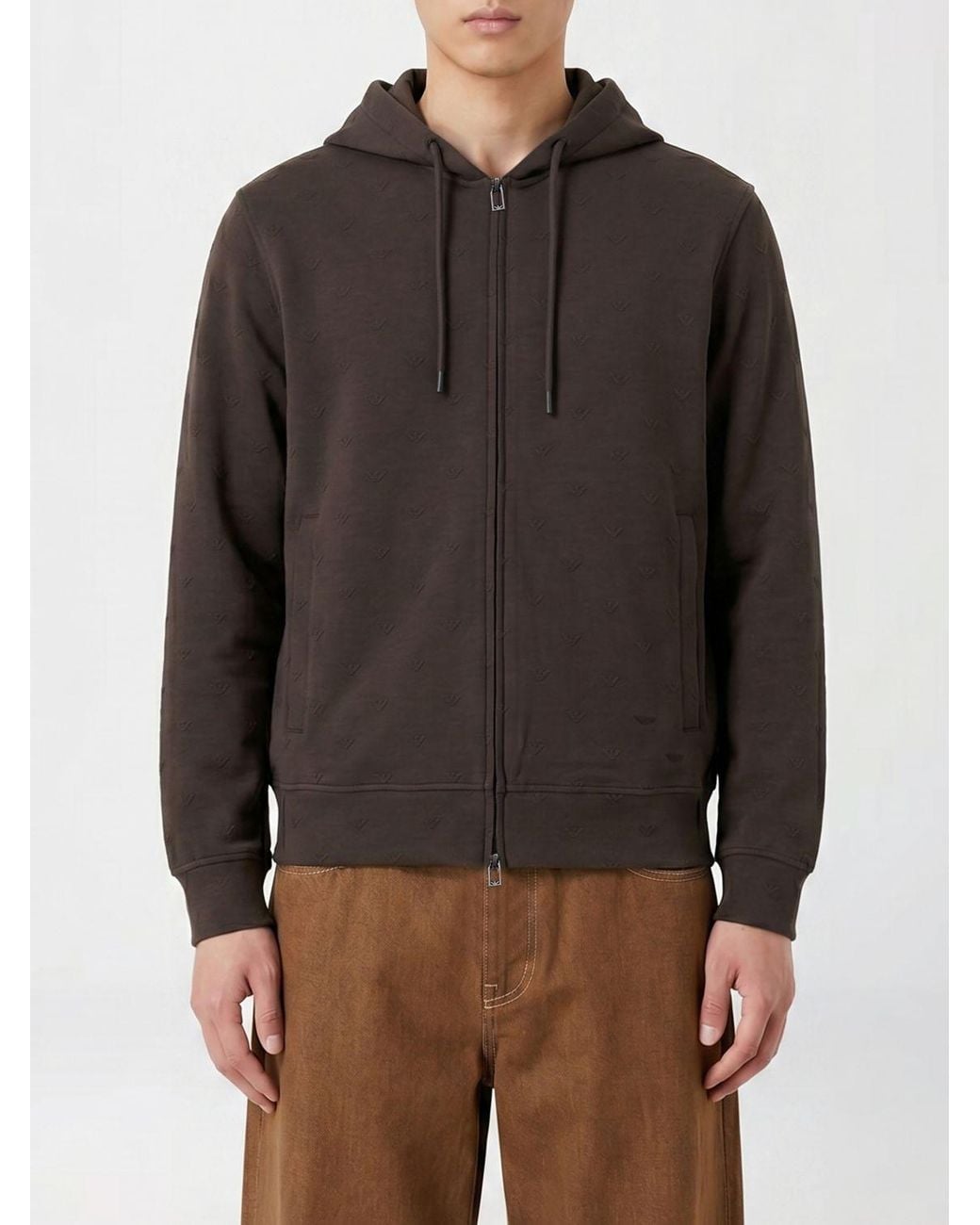 Emporio Armani Gray Cotton Blend Hoodie for men